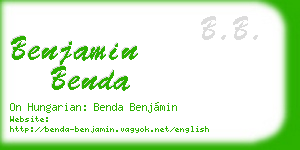 benjamin benda business card